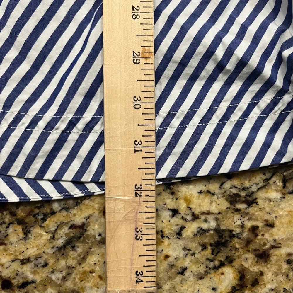 Madewell Blue White Striped Midi Skirt Tie Waist Pockets A-Line Size 14